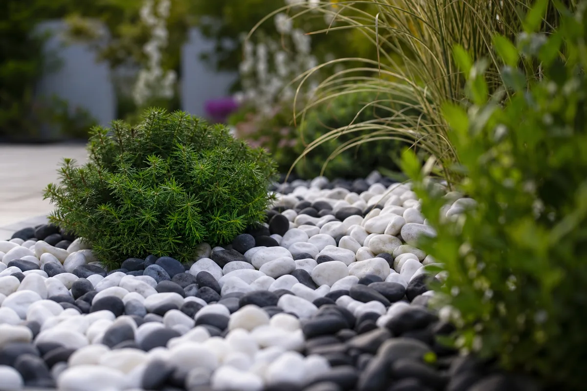 Galets décoratifs de jardin : calibres, marbre et tonnage au m²
